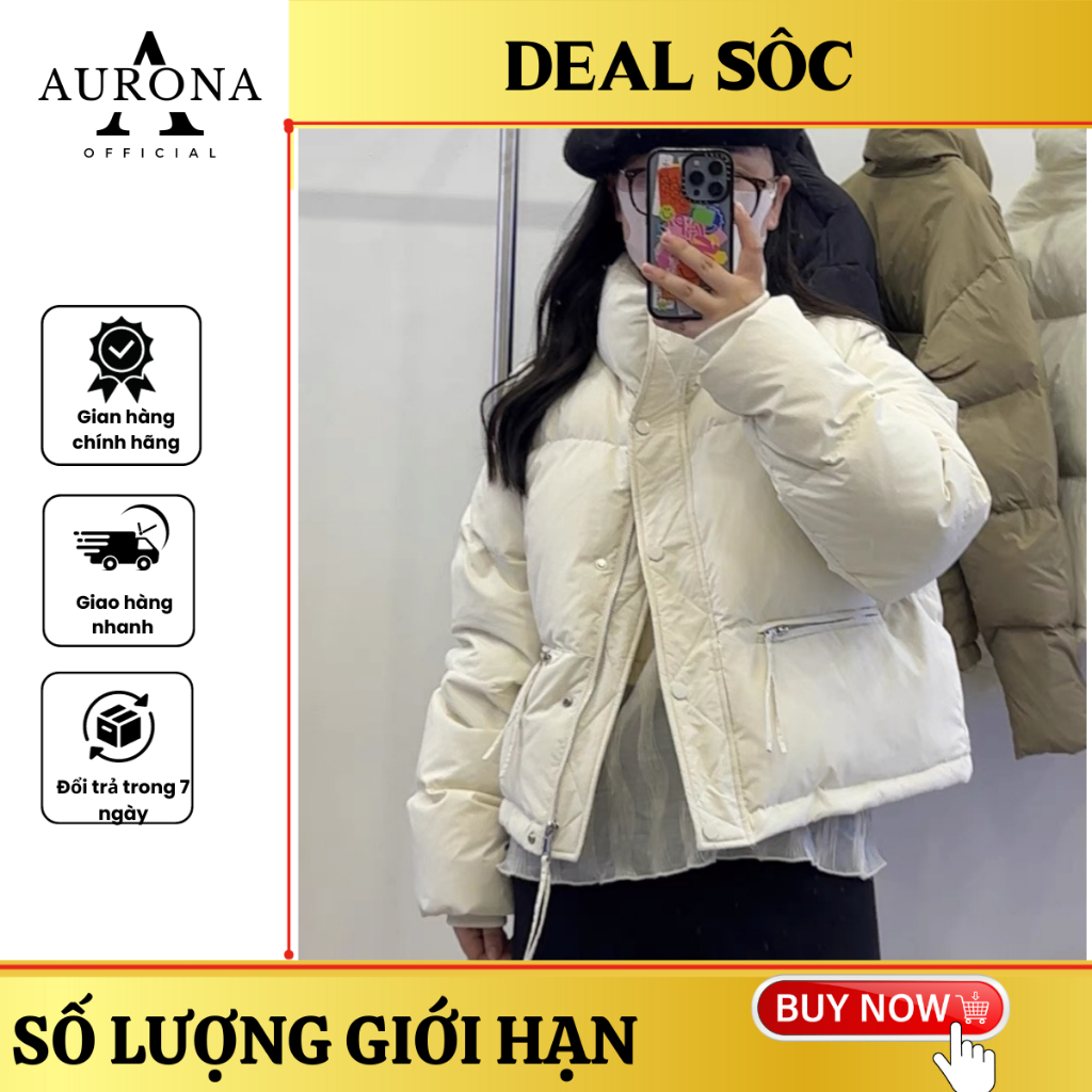 Áo Khoác Phao béo Nữ dáng ngắn trần bông không mũ thời thượng khóa kéo dày dặn phao siêu dày ấm AP03 - Thương hiệu STY