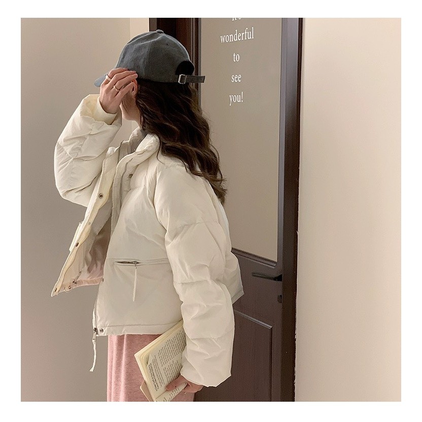 Áo Khoác Phao béo Nữ dáng ngắn trần bông không mũ thời thượng khóa kéo dày dặn phao siêu dày ấm AP03 - Thương hiệu STY