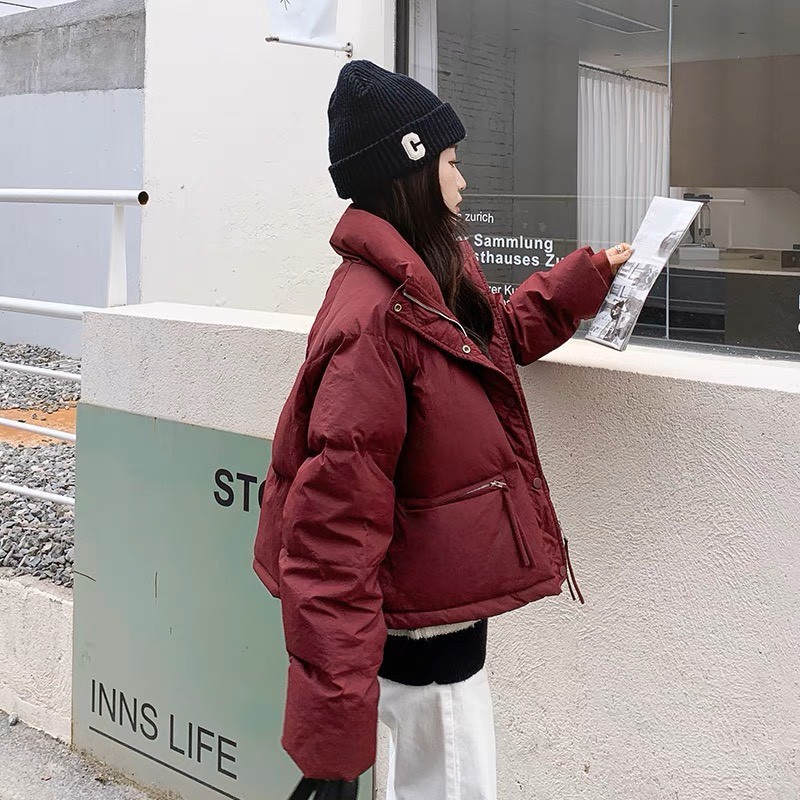 Áo Khoác Phao béo Nữ dáng ngắn trần bông không mũ thời thượng khóa kéo dày dặn phao siêu dày ấm AP03 - Thương hiệu STY