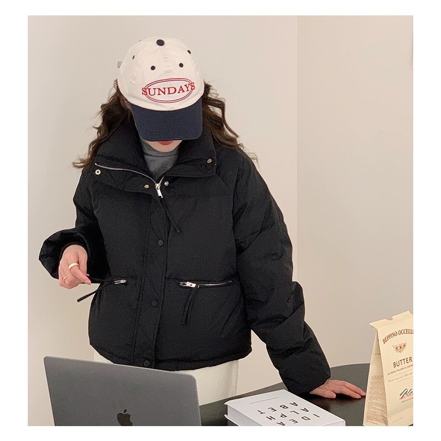 Áo Khoác Phao béo Nữ dáng ngắn trần bông không mũ thời thượng khóa kéo dày dặn phao siêu dày ấm AP03 - Thương hiệu STY