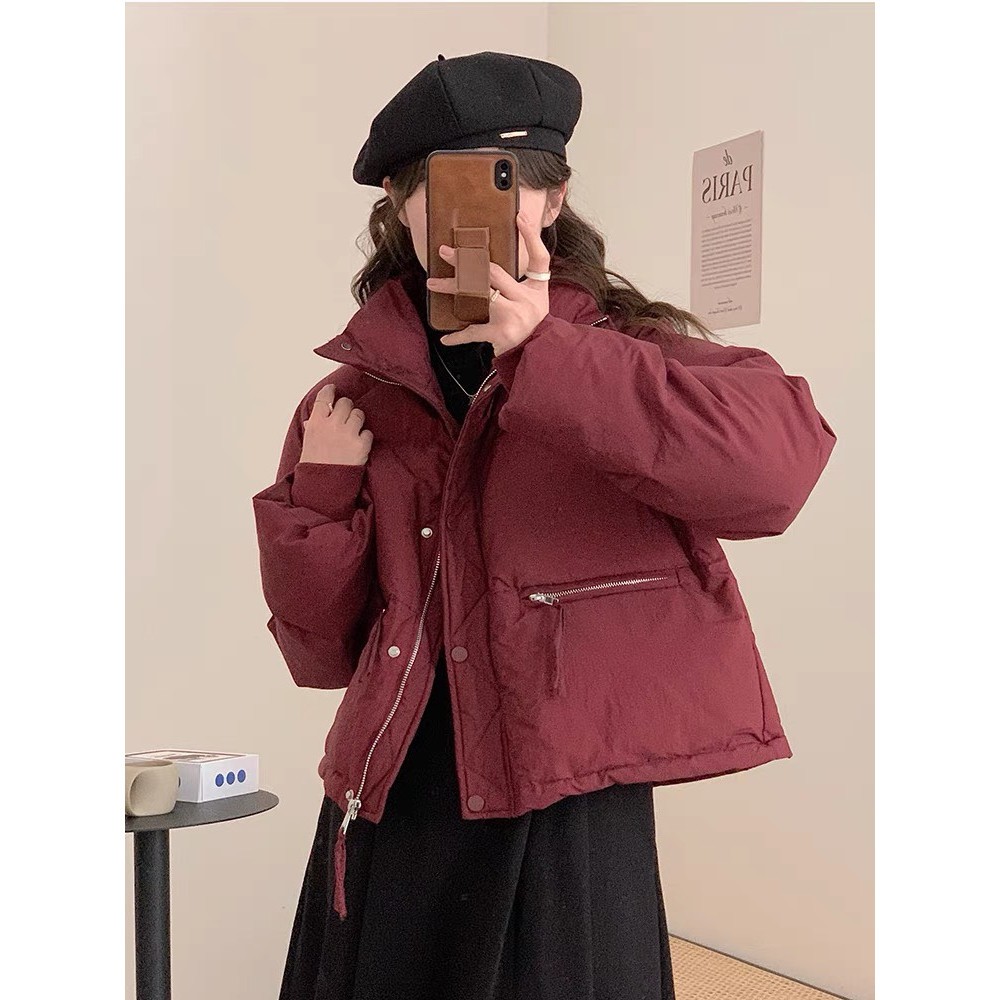 Áo Khoác Phao béo Nữ dáng ngắn trần bông không mũ thời thượng khóa kéo dày dặn phao siêu dày ấm AP03 - Thương hiệu STY