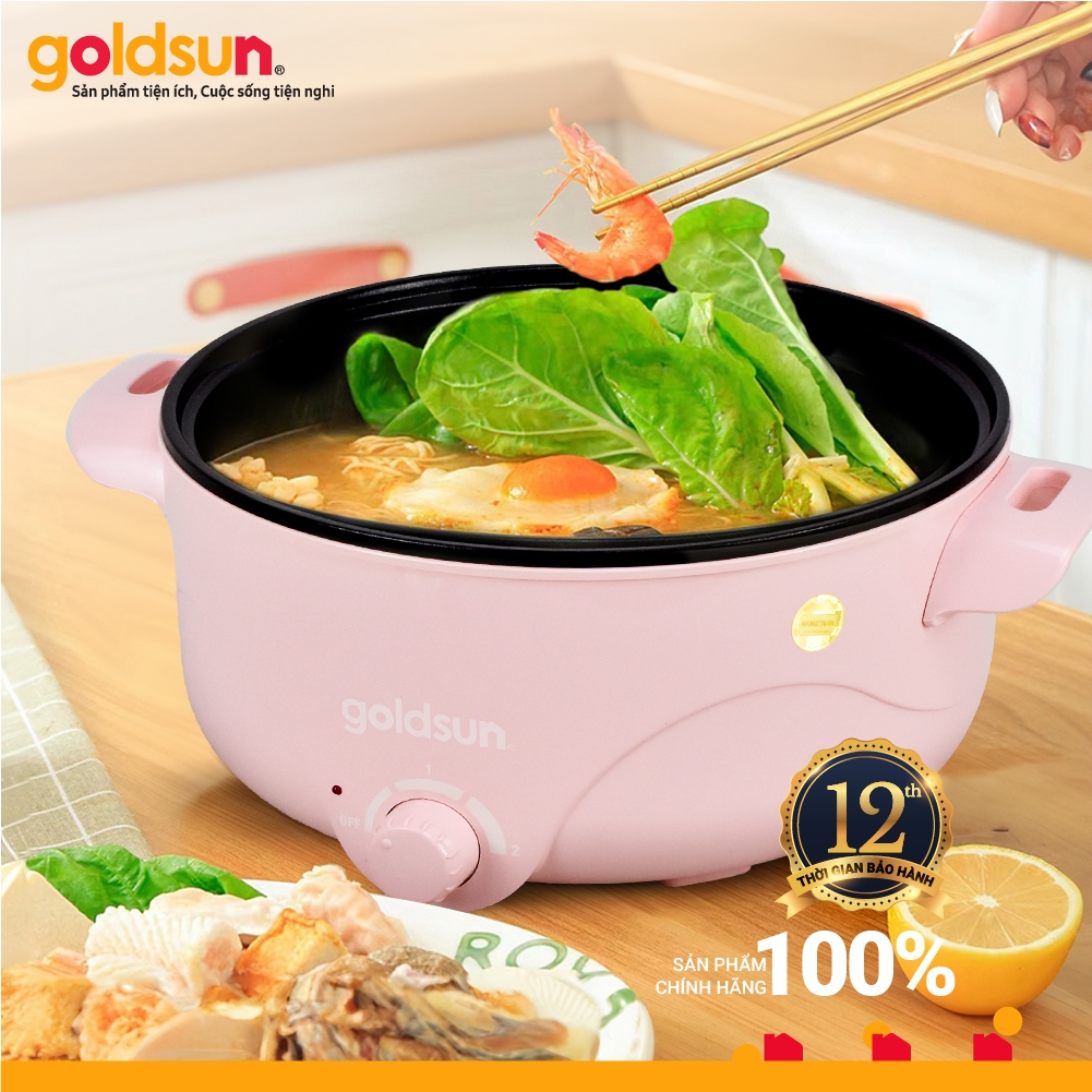 Nồi lẩu điện đa năng Goldsun GMC3000 GMC3001 dung tích 4.5l, lòng nồi Inox chống dính, bảo hành 12 tháng