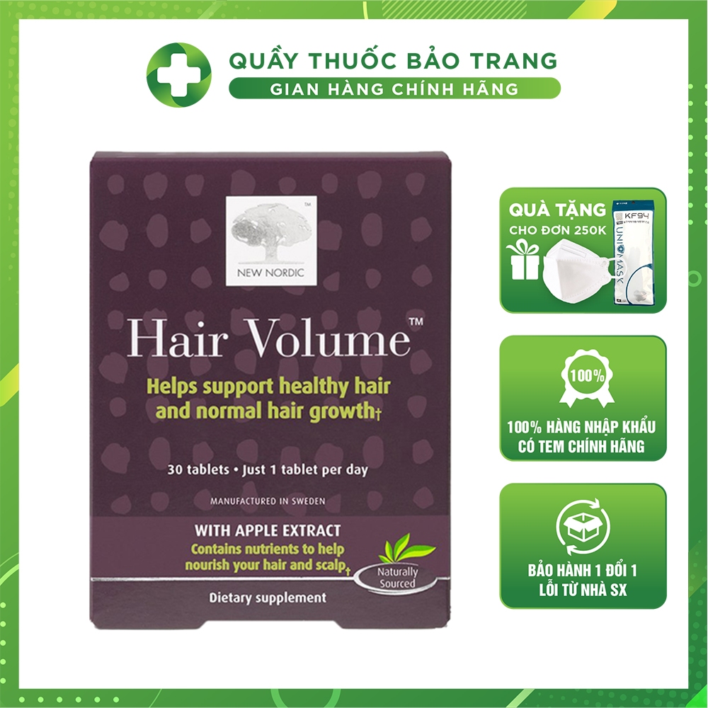 Viên uống Hair Volume - Kích thích mọc tóc, giảm rụng tóc, giúp tóc chắc khỏe (Thụy Điển)