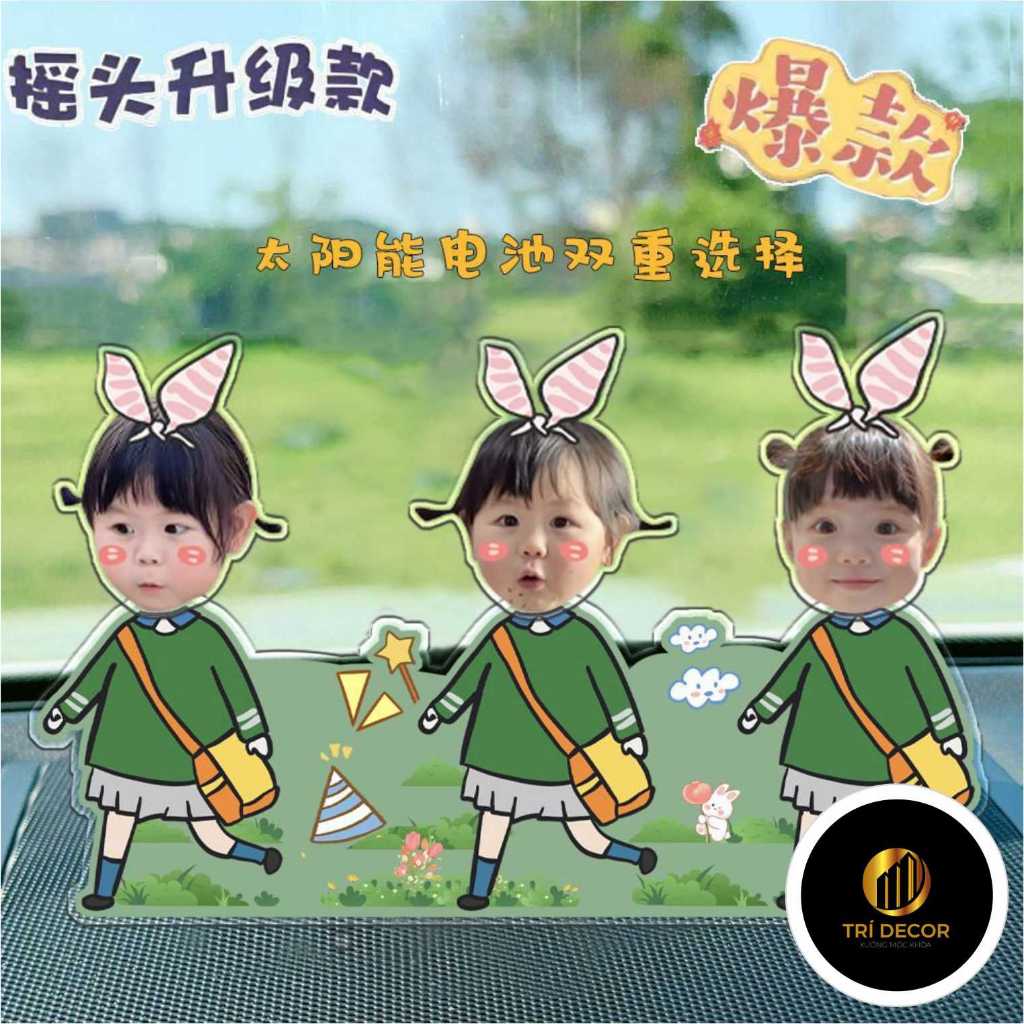 Mô hình lắc đầu gia đình ghép mặt in theo yêu cầu, mô hình lắc đầu chạy bằng pin in theo yêu cầu đán