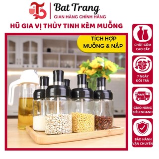Hũ đựng gia vị thuỷ tinh Hũ gia vị kèm muỗng, Lọ đựng gia vị 250ml - Tráng Sứ Store