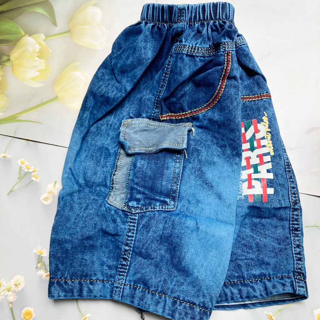 Quần jean lửng bé trai size 25-27kg in PARIS QT133