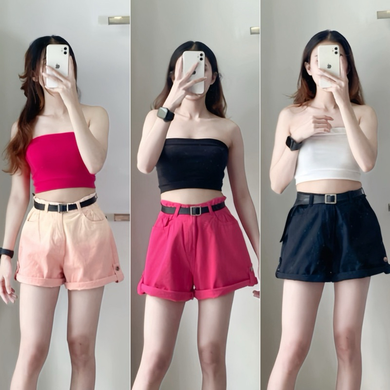 (Bigsize S -3XL) Quần short nữ loang xắn lai chít eo lưng cao, quần đùi bò