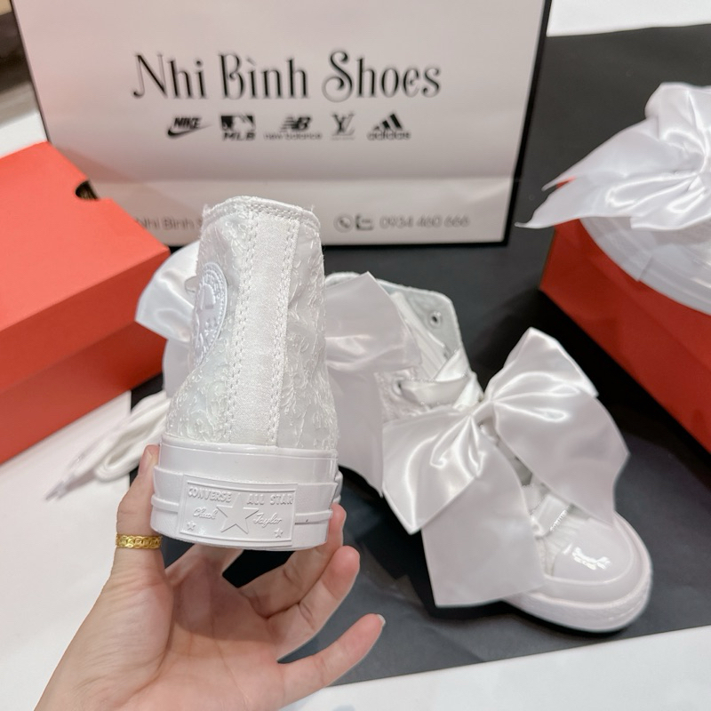 ⚡️BEST QUALITY⚡️ Giày thể thao Converse 1970s Wedding Brocade High top white