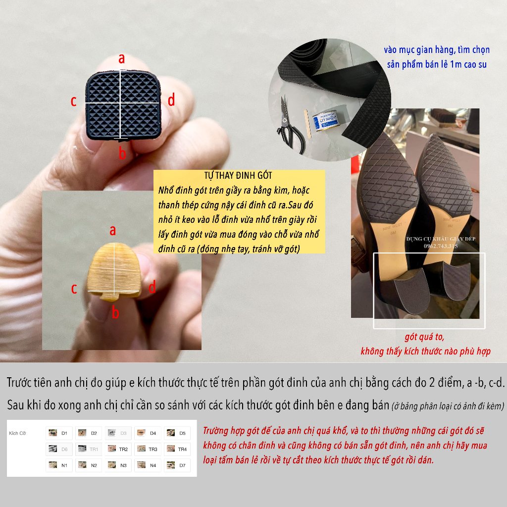 GÓT ĐINH GIÀY NỮ BÁN LẺ ĐỦ MÀU