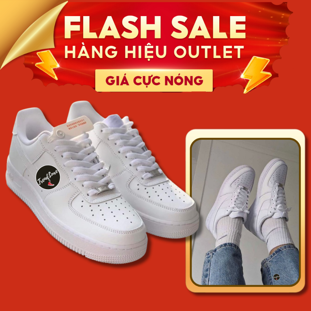 Giày Thể Thao AF1 Trắng Nam Nữ, Giày Sneaker Học Sinh Quốc Dân Dễ Phối Đồ