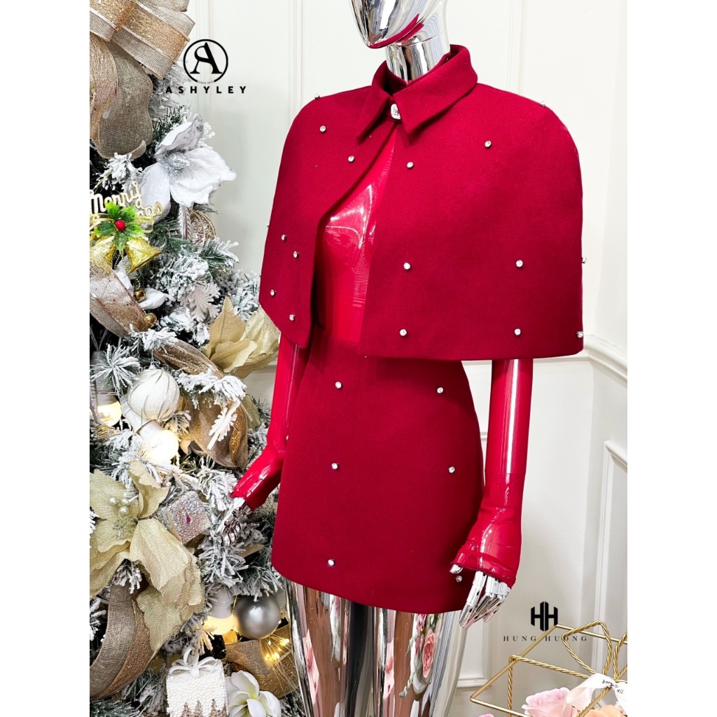 Set áo choàng, váy dạ đính đá kèm áo lưới 𝐀𝐒𝐇𝐘𝐋𝐄𝐘 cực xinh