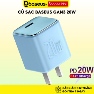 Củ sạc nhanh Baseus GaN3 1C 20W nhỏ gọn siêu bền chống quá tải nhiệt dùng cho IP x 11 12 13 14Promax