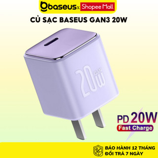 Củ sạc nhanh Baseus GaN3 Fast 20W nhỏ gọn siêu bền dùng cho IP8 x 11 12 13 14Promax