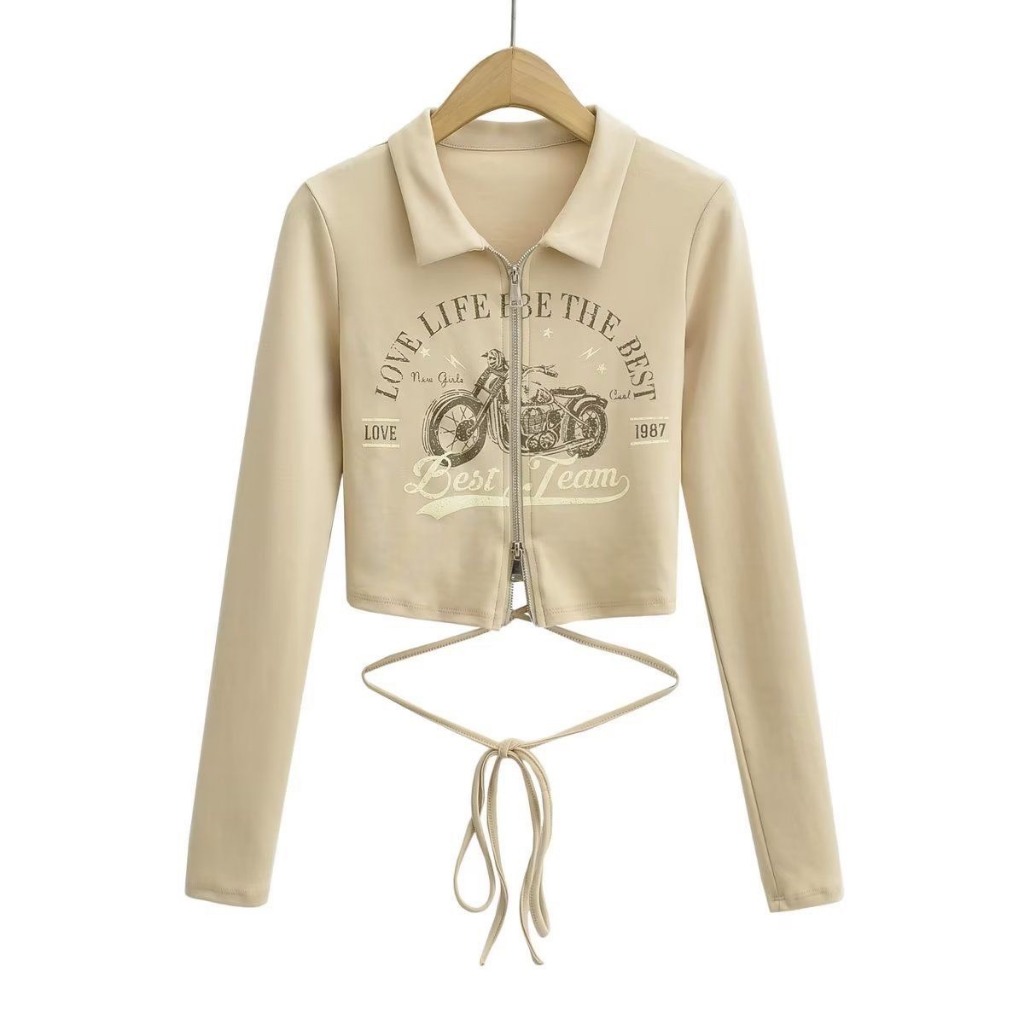 Áo Croptop Dài Tay Ruby Có Khóa Kéo, Áo Baby Tee y2k Ôm Body Thời Trang Thu Đông