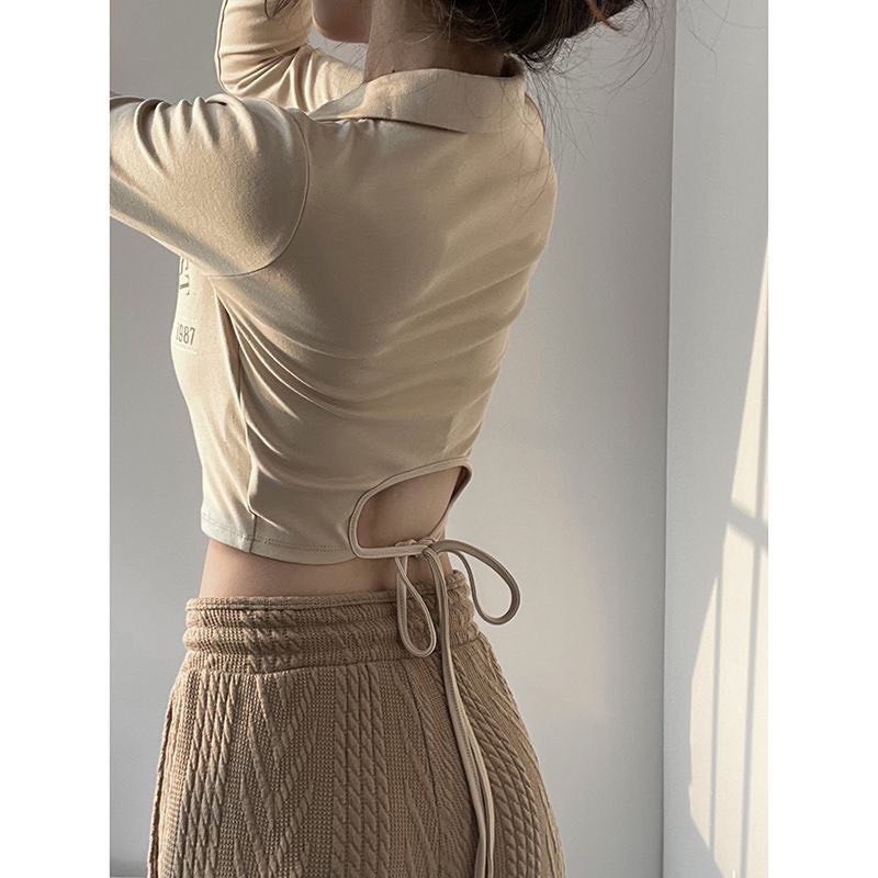 Áo Croptop Dài Tay Ruby Có Khóa Kéo, Áo Baby Tee y2k Ôm Body Thời Trang Thu Đông