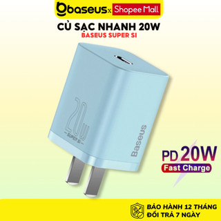 Củ Sạc nhanh PD 20W Baseus super si Cốc siêu Nhỏ gọn chống cháy nổ dùng cho iP 8P 11 X 12 13 14 Pro max