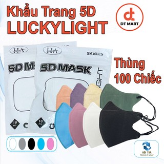 Thùng 100 chiếc khẩu trang y tế 5D  LUCKYLIGHT chính hãng, khẩu trang cao cấp kháng khuẩn chống bụi mịn