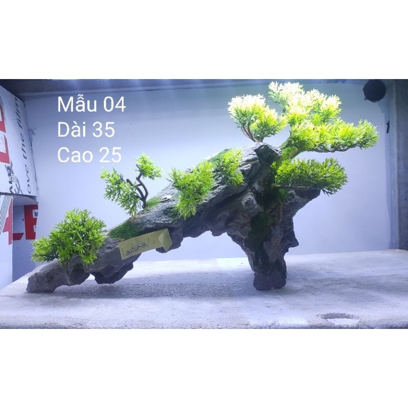 LAYOUT ĐÁ TỰ NHIÊN GẮN CÀNH TÙNG NHỰA VÀ RÊU TRANG TRÍ BỂ CÁ CẢNH