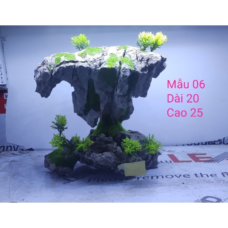 LAYOUT ĐÁ TỰ NHIÊN GẮN CÀNH TÙNG NHỰA VÀ RÊU TRANG TRÍ BỂ CÁ CẢNH