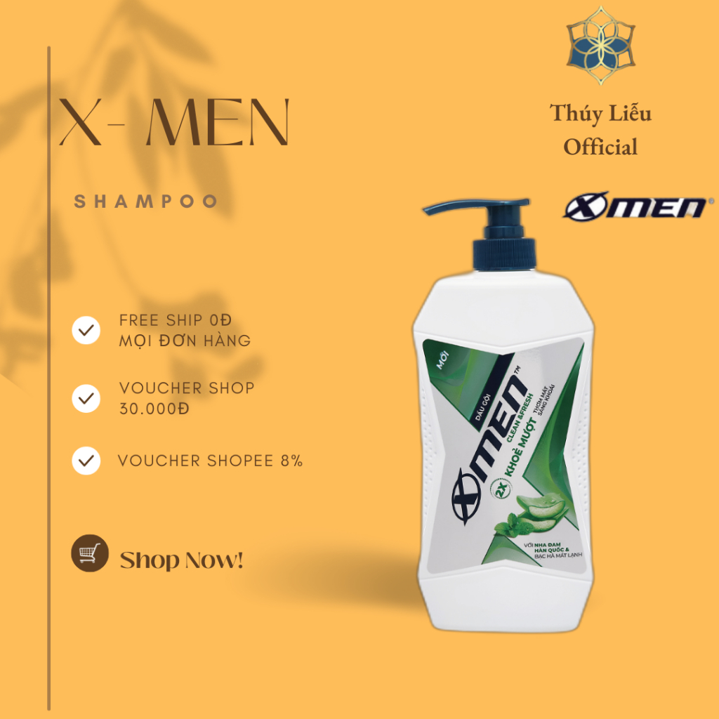 Tắm Gội Dưỡng Xmen Clean & Fresh 2in1 Sạch Gàu 630g Hương thơm Nam tính Mát Da đầu