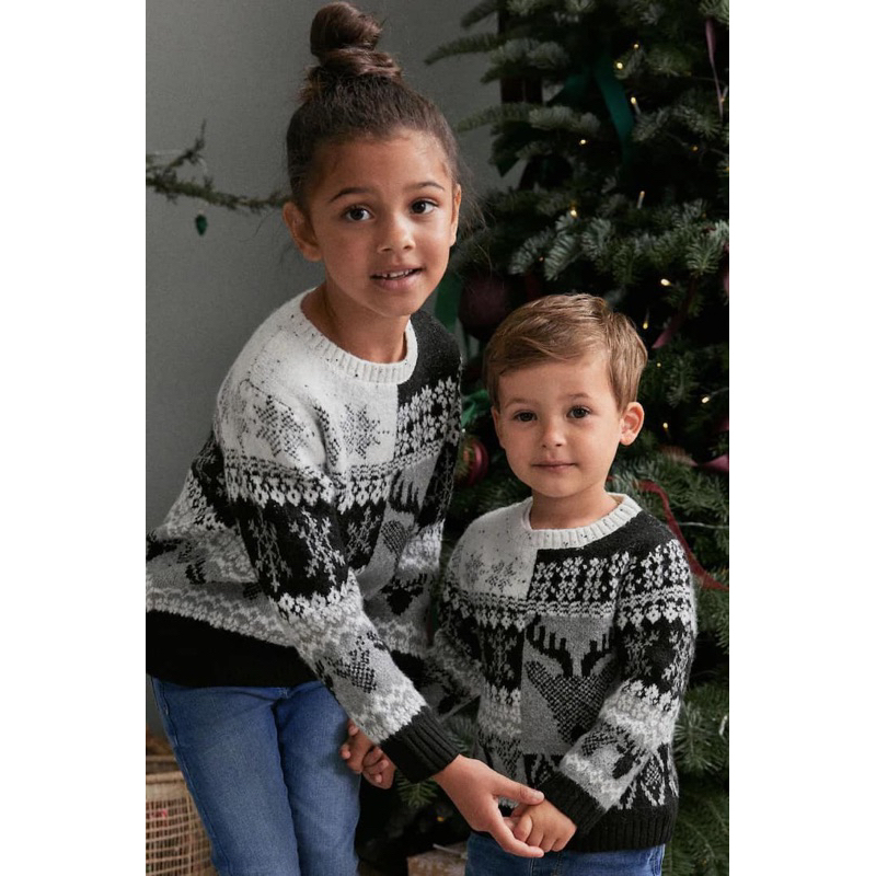 Áo len tuần lộc ghi hoạ tiết nxt cho bé