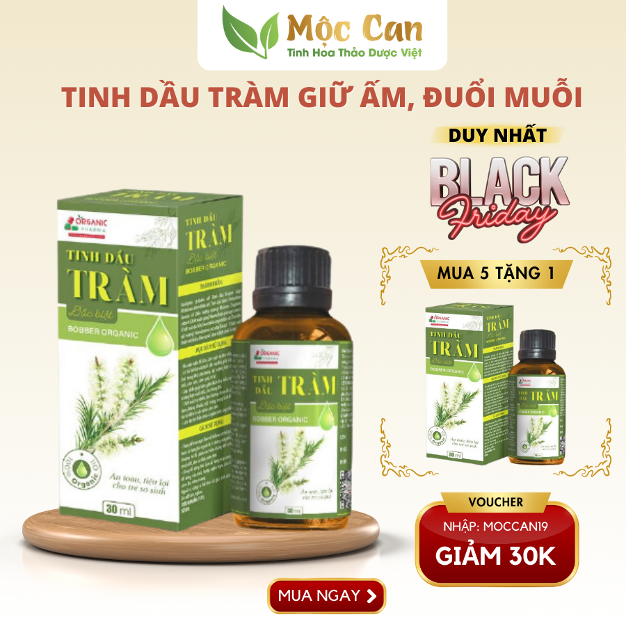 Tinh dầu tràm Bobber hộp 30ml, tinh dầu tràm ngăn ngừa cảm lạnh, chống muỗi đốt, an toàn cho trẻ nhỏ