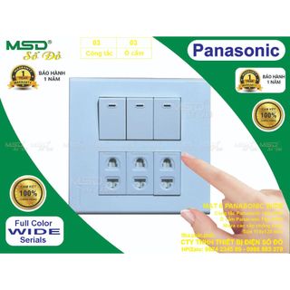Bộ 3 công tắc i 3 ổ cắm 2 chấu panasonic 16a250vac i dòng full wide i màu trắng