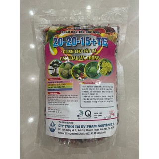 Phân NPK 20-20-15+ TE ( gói 1kg)- Phân Bón Cây Kiểng - Phân NPK 202015 - Kích Thích Ra Hoa - Nảy Chồi Xanh Lá
