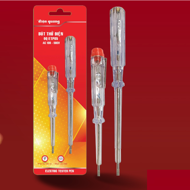 Bộ 2 cây Bút thử điện Điện Quang đầu vít dẹp 190mm và 140mm ĐQ ETP05
