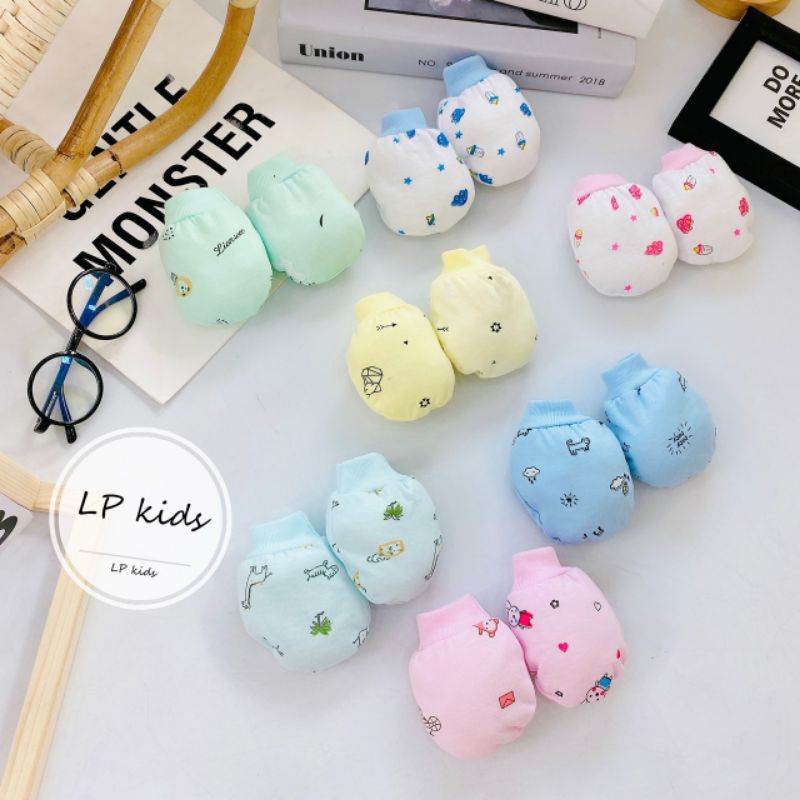 Set bao tay chân cotton cho bé sơ sinh 0-3 tháng