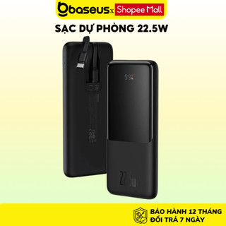 Sạc dự phòng Baseus Elf Digital 22.5W tích hợp sẵn 2 cáp sạc nhanh Type C iP dùng cho iP Samsung
