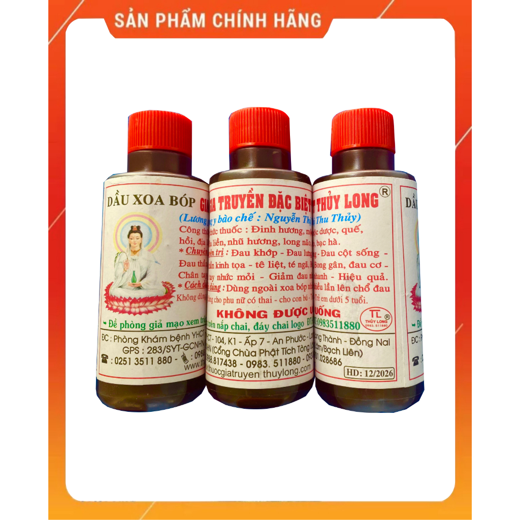 Dầu xoa bóp gia truyền Thuỷ Long giảm đau nhức mỏi xương khớp đông y Nguyễn Thị Thu Thuỷ dau xoa bop xuong khop dau lưng