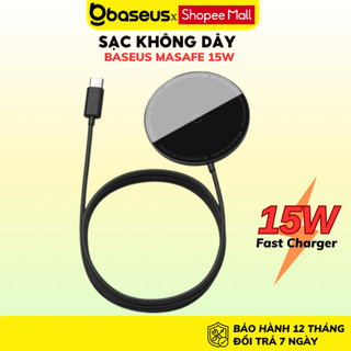 Bộ sạc không dây Baseus mini Qi 15W cao cấp cho iP12 13 14 11 promax ( cáp dài 1.2m)