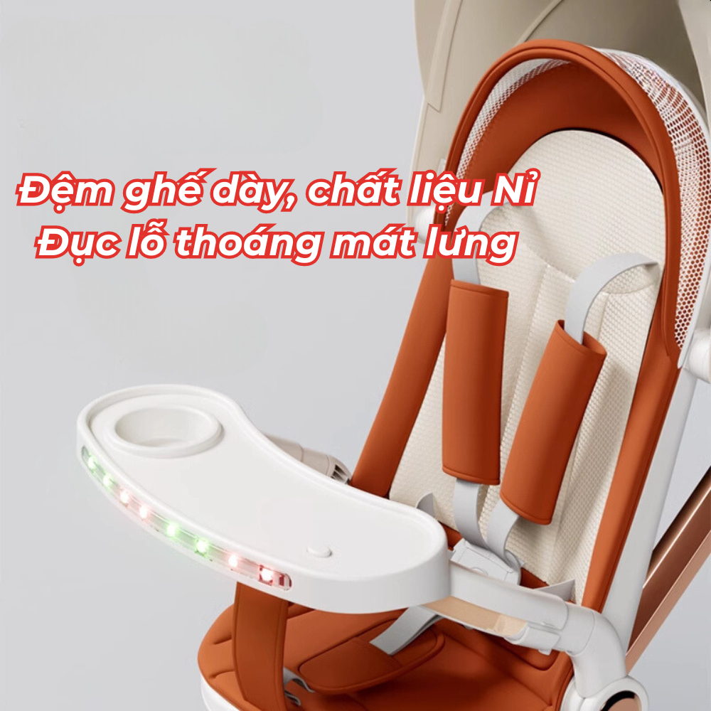 Xe Đẩy Cho Bé Gấp Gọn, Khung Hợp Kim Nhôm Cao Cấp, Tặng Bàn Ăn Dặm Thông Minh Cho Bé Sơ Sinh Đến 4 Tuổi - KIDSMALL