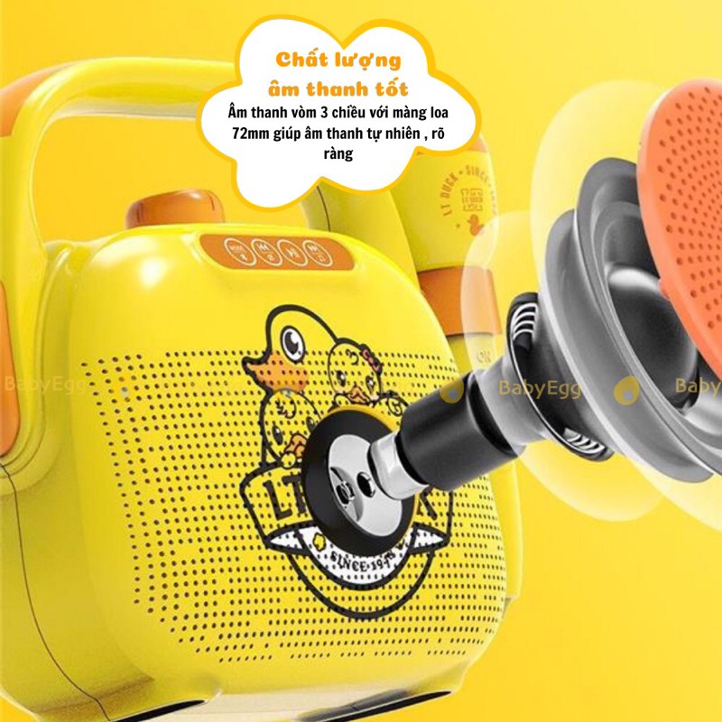 Loa Micro Karaoke Bluetooth Đồ Chơi Cho Bé - Hát Kèm Dây USB Hình Chú Vịt Vàng Cao Cấp, Quà Tặng Sinh Nhật Dành Cho Bé