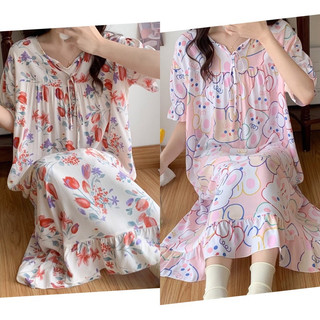 Đầm lanh lụa mặc nhà siêu mềm mát, freesize bầu bí thoải mái bon chen NTCD2