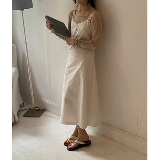 [Tết - Sẵn] Váy đầm hai dây dài dáng chữ A màu trắng cotton 100% ngọt ngào thanh lịch