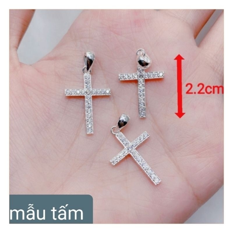 Mặt dây chuyền bạc nguyên chất mẫu thánh giá đính đá đẹp bền rẻ