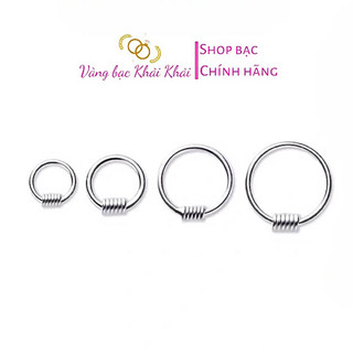 Khuyên tai bấm tròn bạc ta - Bông tai bấm tròn bạc ta - Vàng bạc Khải Khải