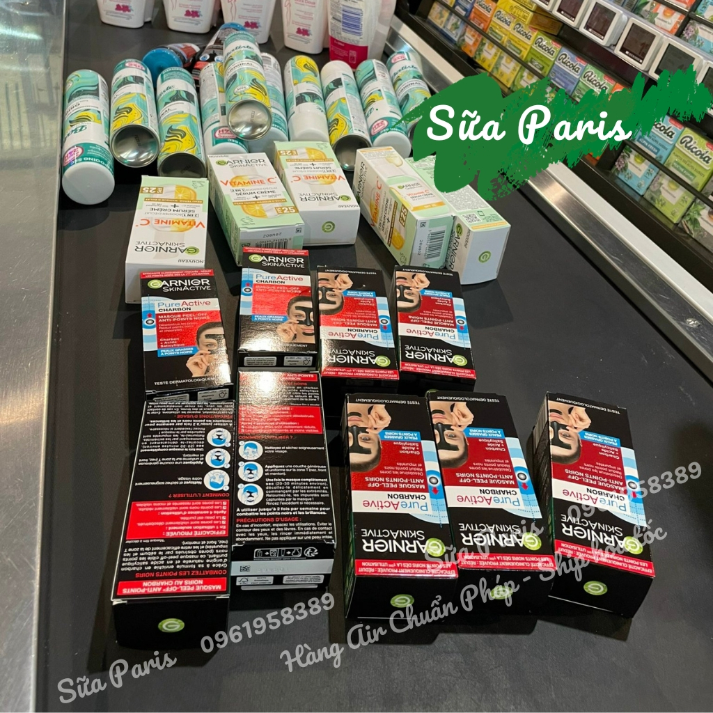 Gel lột mụn đầu đen, mụn cám Ganier skinactive than tre hoạt tính làm sạch da tận gốc_Sữa Paris Aderma