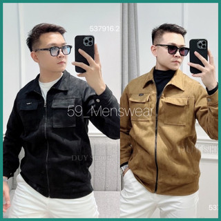 Áo khoác nam da lộn cao cấp, áo khoác da lộn nam dày dặn 2 lớp