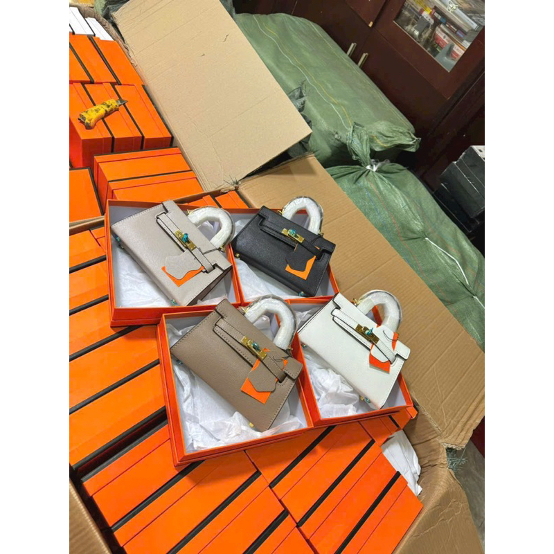 Túi xách nữ, túi đeo chéo Túi hmo da gạo size 19 vừa điện thoại