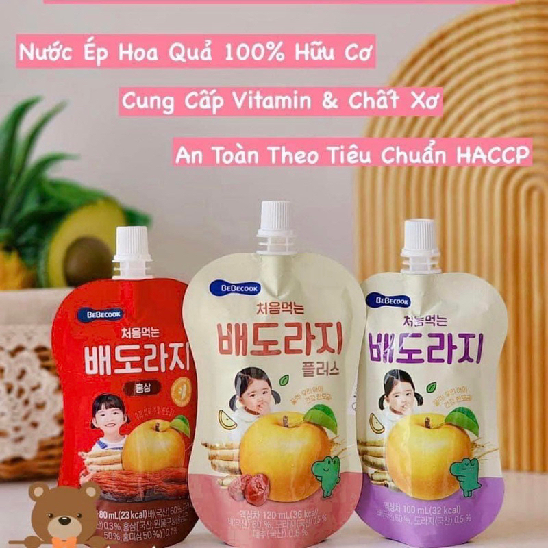 [Nhiều vị] Nước ép trái cây, trái cây nghiền, thạch nước BEBECOOK Hàn Quốc cho bé từ 6tháng
