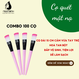 Combo 100 cọ quét đắp mặt nạ,silicone mềm mại, tiện dụng có sẵn cọ cán màu trắng và cán màu hồng