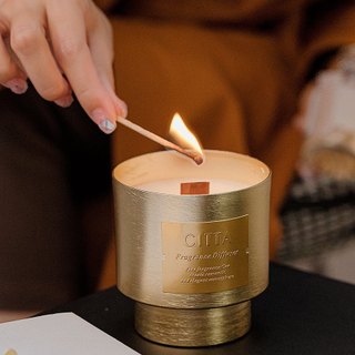 CITTA Nến Thơm Hương CIGAR CUBAN Bấc Gỗ Cốc Kim Loại 355g