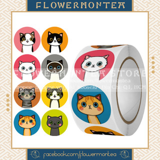 (01) Set 90 Sticker Tròn - Mèo Meow
