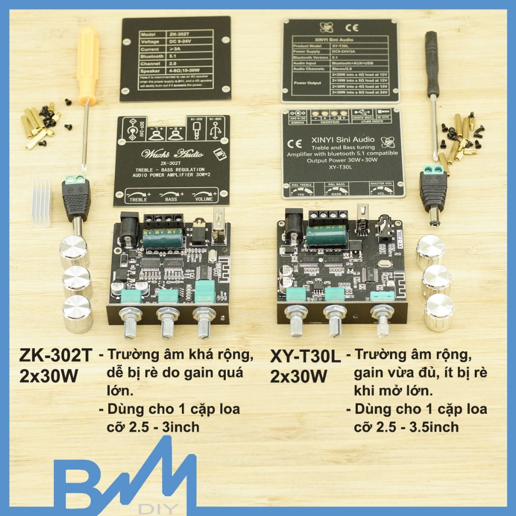 Mạch khuếch đại âm thanh bluetooth 5.0 2x30W XinYi XY-T30L - Wuzhi ZK-302T