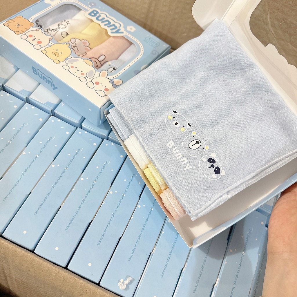 Set 5 Khăn sữa sợi tre lụa Bunny, Boona Siêu Mềm Mại Cho Bé