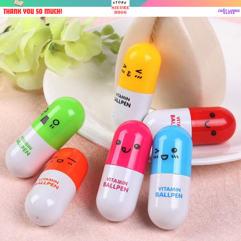 BÚT BI VIÊN THUỐC MỰC XANH ĐA MÀU SẮC NGỘ NGHĨNH, ĐÁNG YÊU-ĐỒ DÙNG HỌC TẬP CHO BÉ GIÁ RẺ