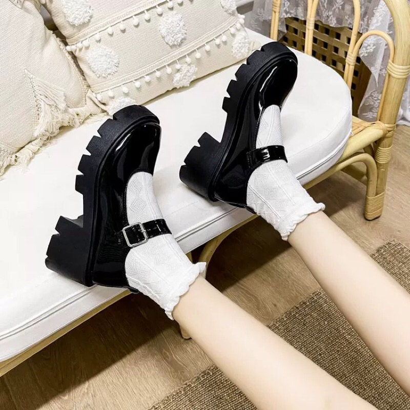 Giày búp bê lolita nữ độn đế quai cài đế 5cm Cao Cấp (chân gầy, thon đặt lùi 1sz) | BigBuy360 - bigbuy360.vn